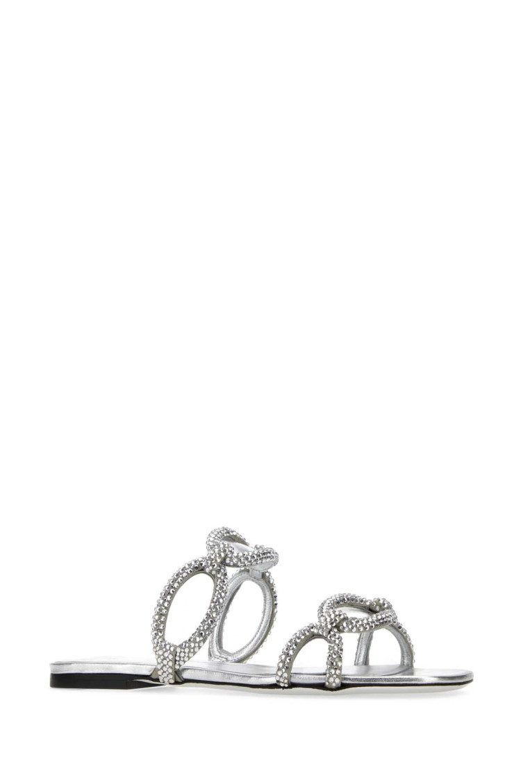 サンダル・ミュール Valentino Garavani Silver Rhinestones Chain 1967 slippers Silver Rhinestones Valentino Garavani Chain 1967 Slippers