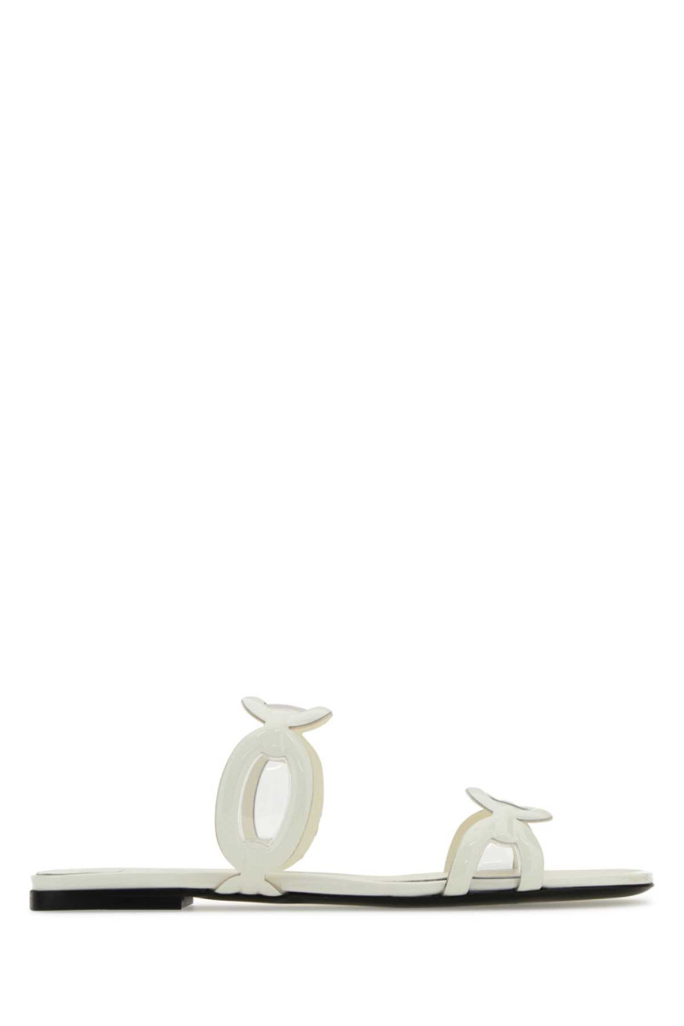VALENTINO GARAVANI IVORY PVC CHAIN 1967 SLIPPERS