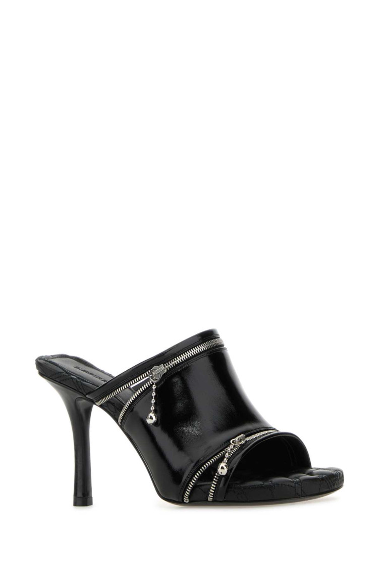 Burberry★素敵！\"Peep Sandal\" Leather Heeled Mules Sandals Burberry Women's 