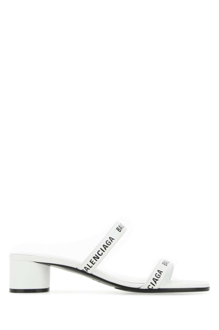 Shop Balenciaga White Leather Heels