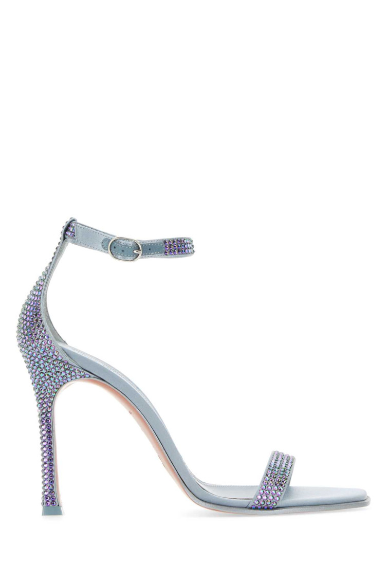 Amina Muaddi Kim 115mm Crystal-embellished Sandals In Light Blue
