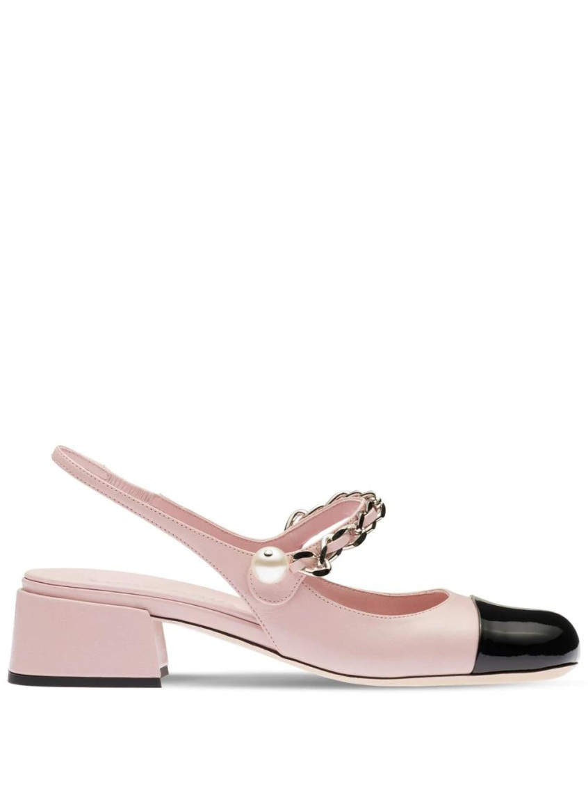 Miu Miu Mary Jane Cap Toe Slingback Pump In Pink