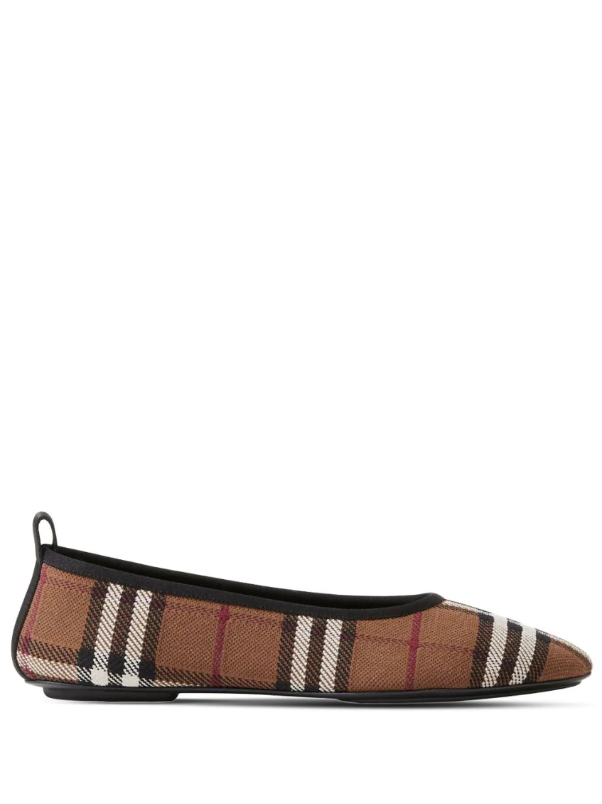 Burberry Beige Vintage Check Ballerina Flats In Brown