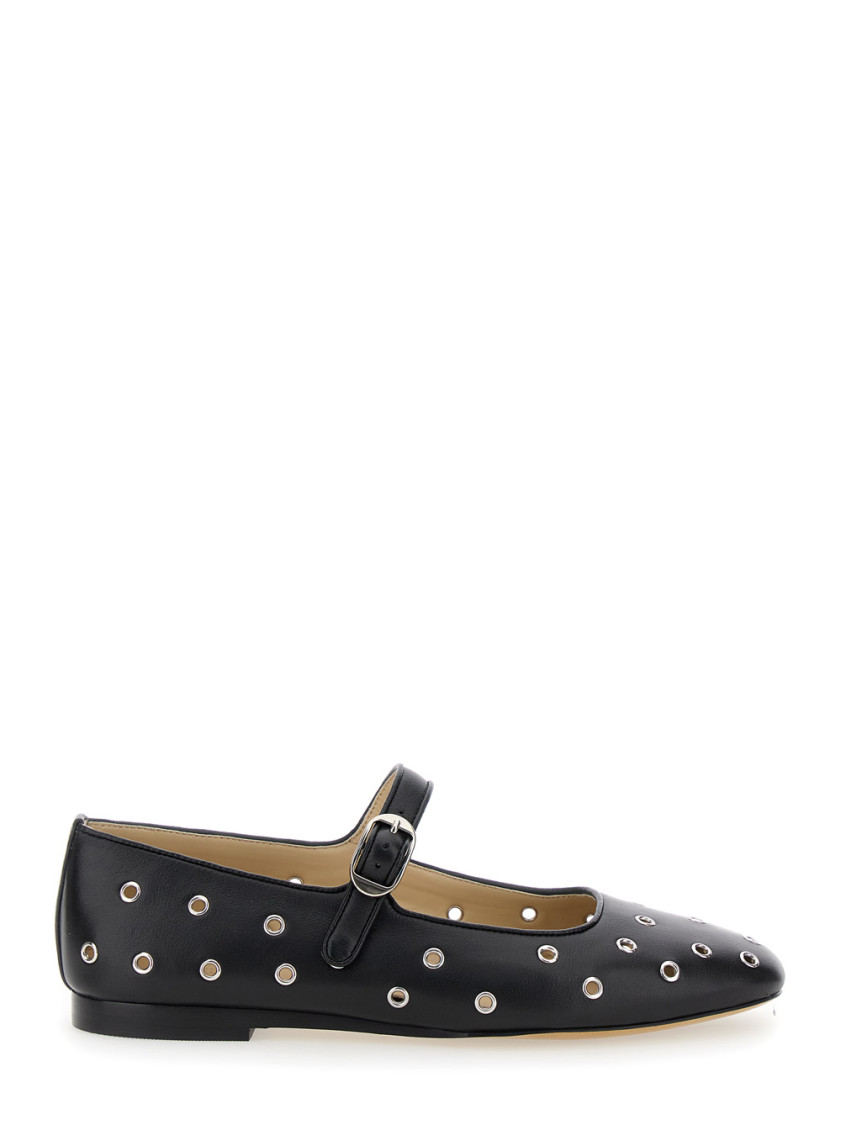 LE MONDE BERYL BLACK LEATHER BALLET FLATS 
