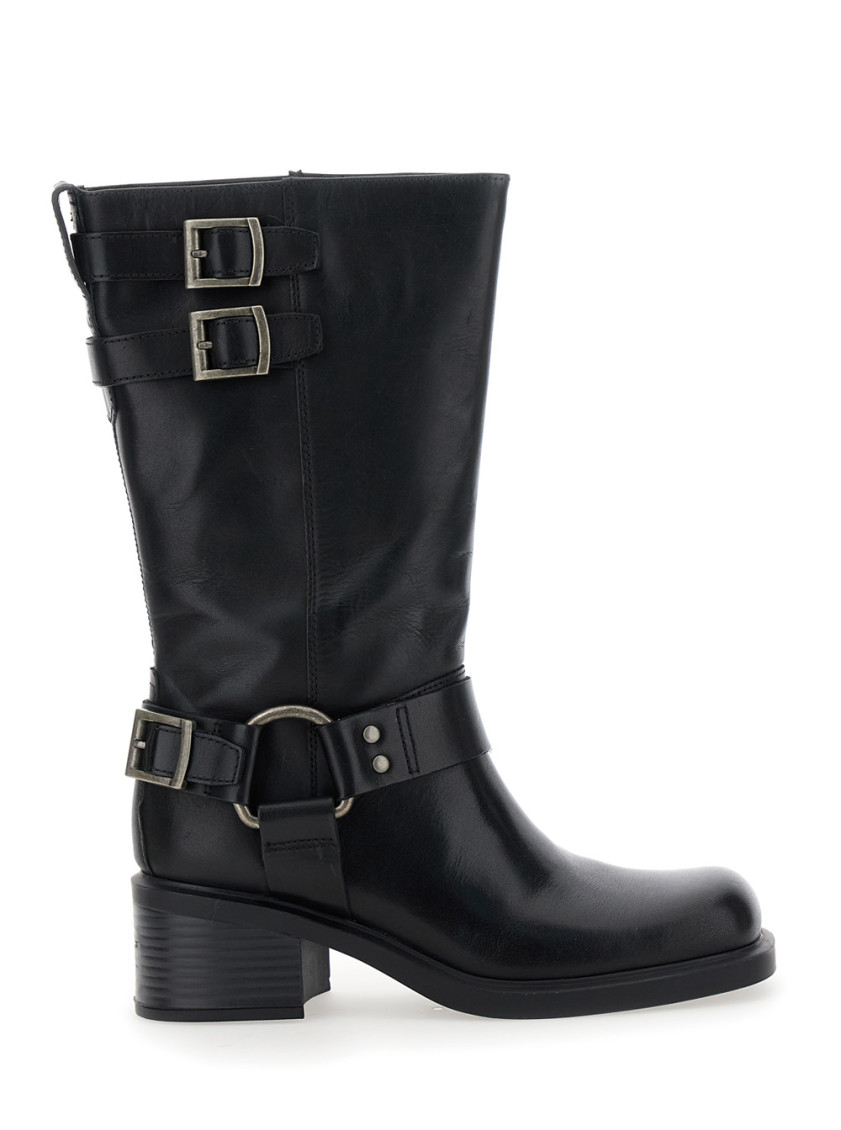Vagabond Daniella Buckle-strap Leather Boots In Black