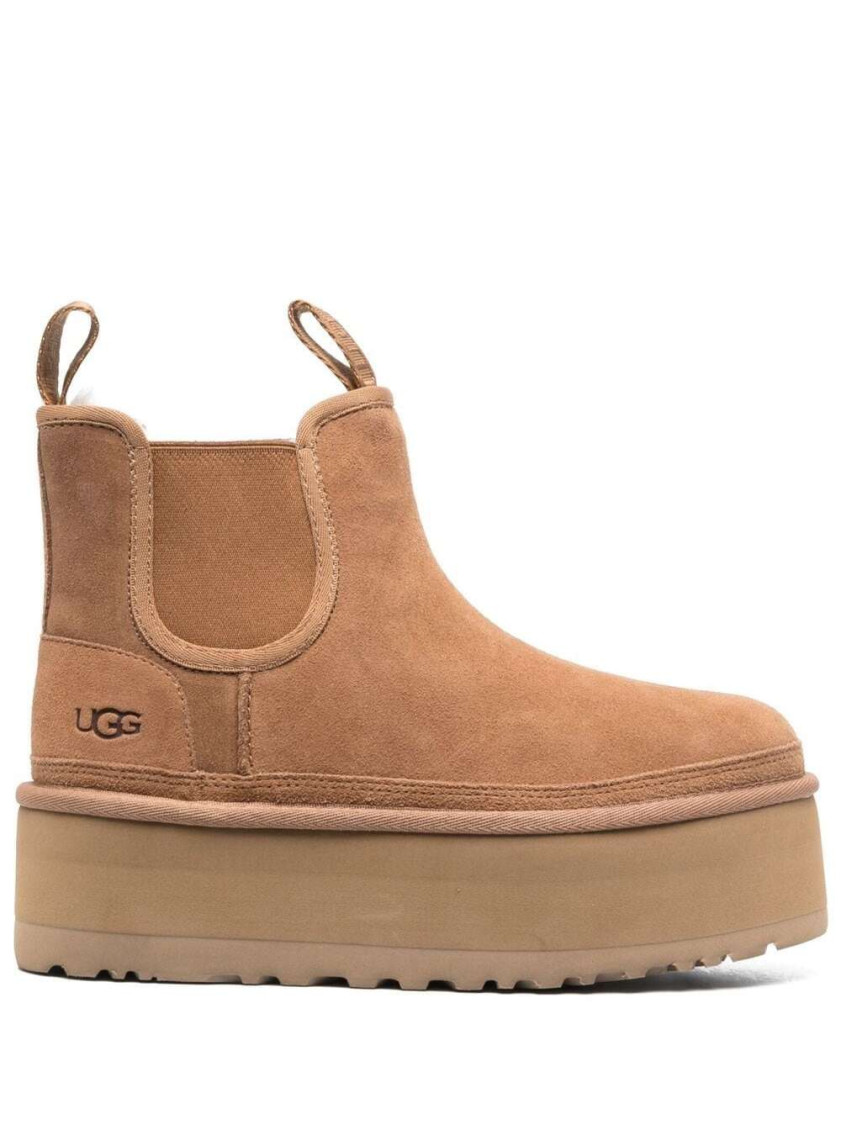 Ugg Neumel Brown Ankle Boots With Platform In Suede Leather In Brown