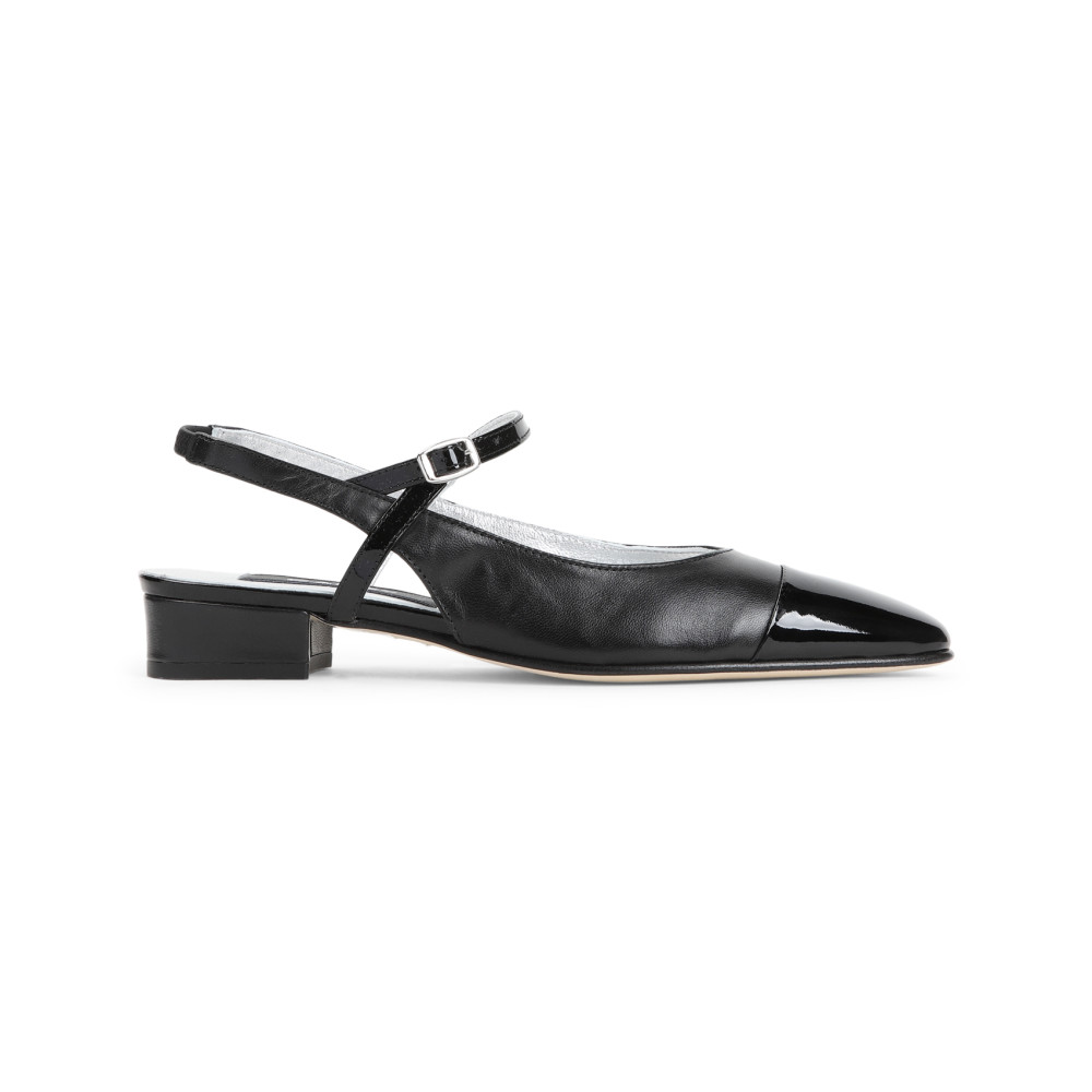 Carel Paris Black Leather Ballet Flats In Black