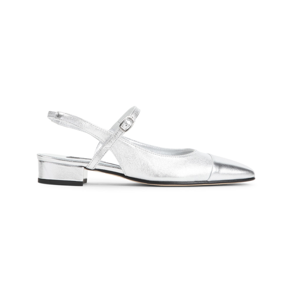 Carel Paris Silverleather Ballet Flats In Silver
