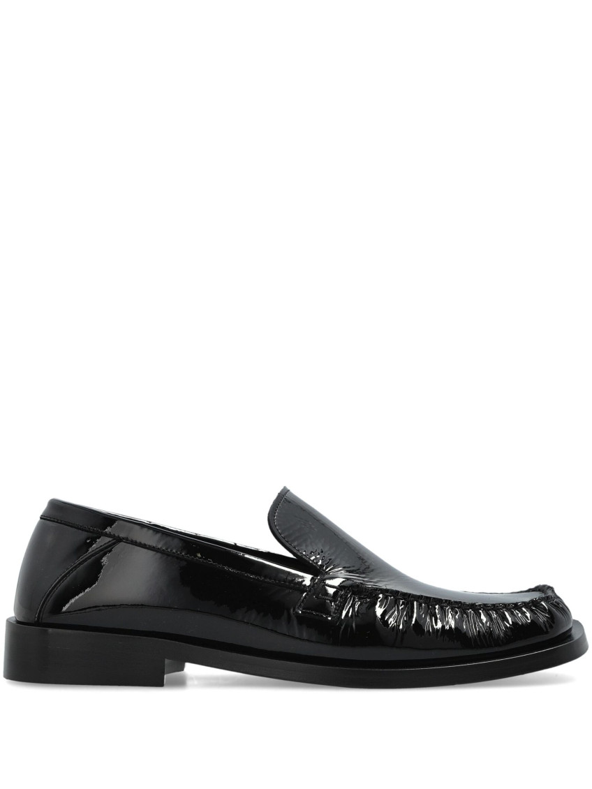 Attico Black Leather Loafers In Black