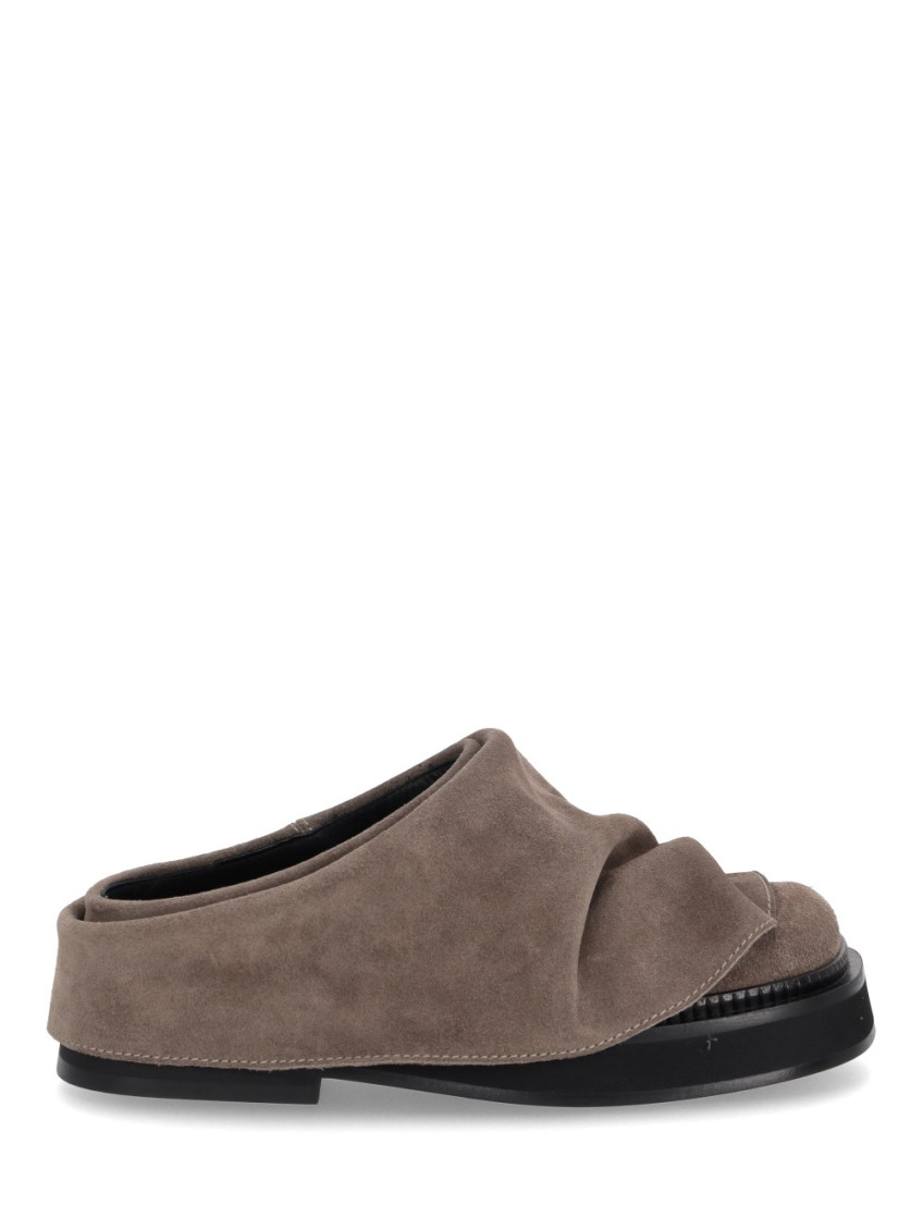 Shop Attico Taupe Suede Mules