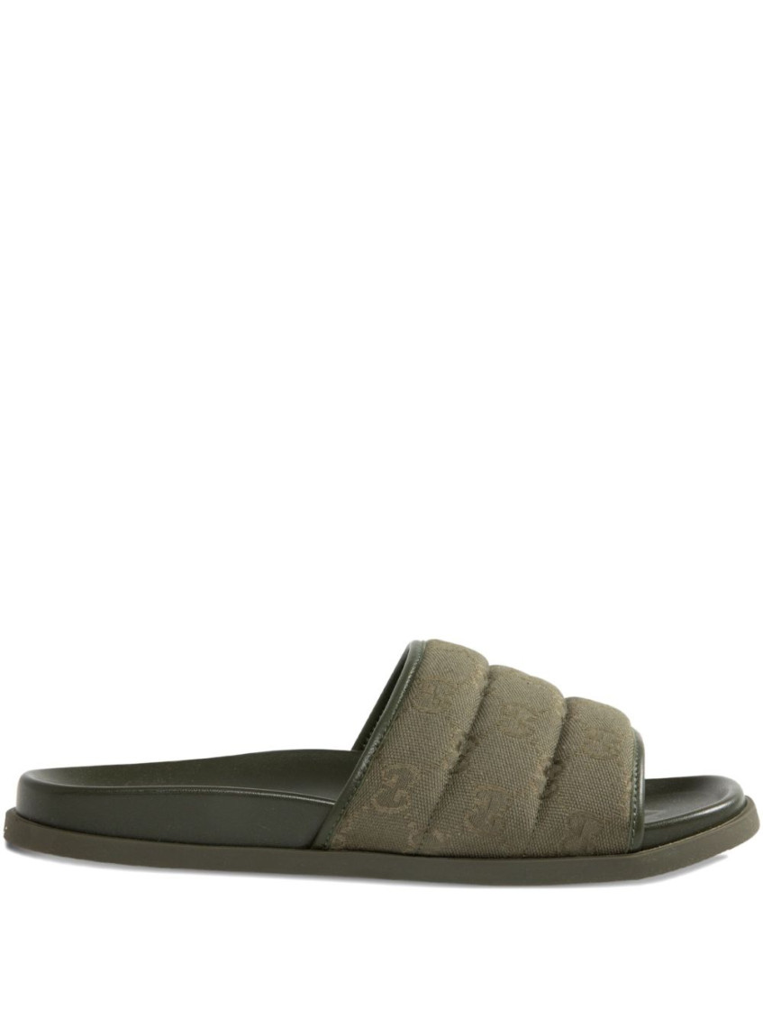 Gucci Green Open Toe Slides In Green