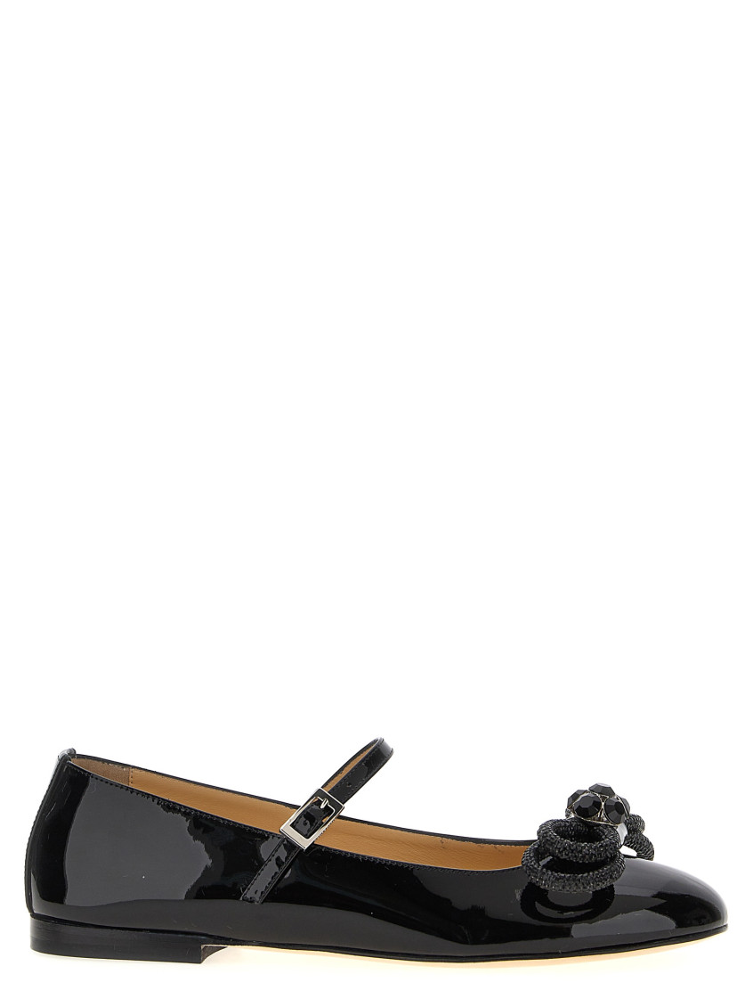 Shop Mach & Mach Black Double Bow Ballet Flats