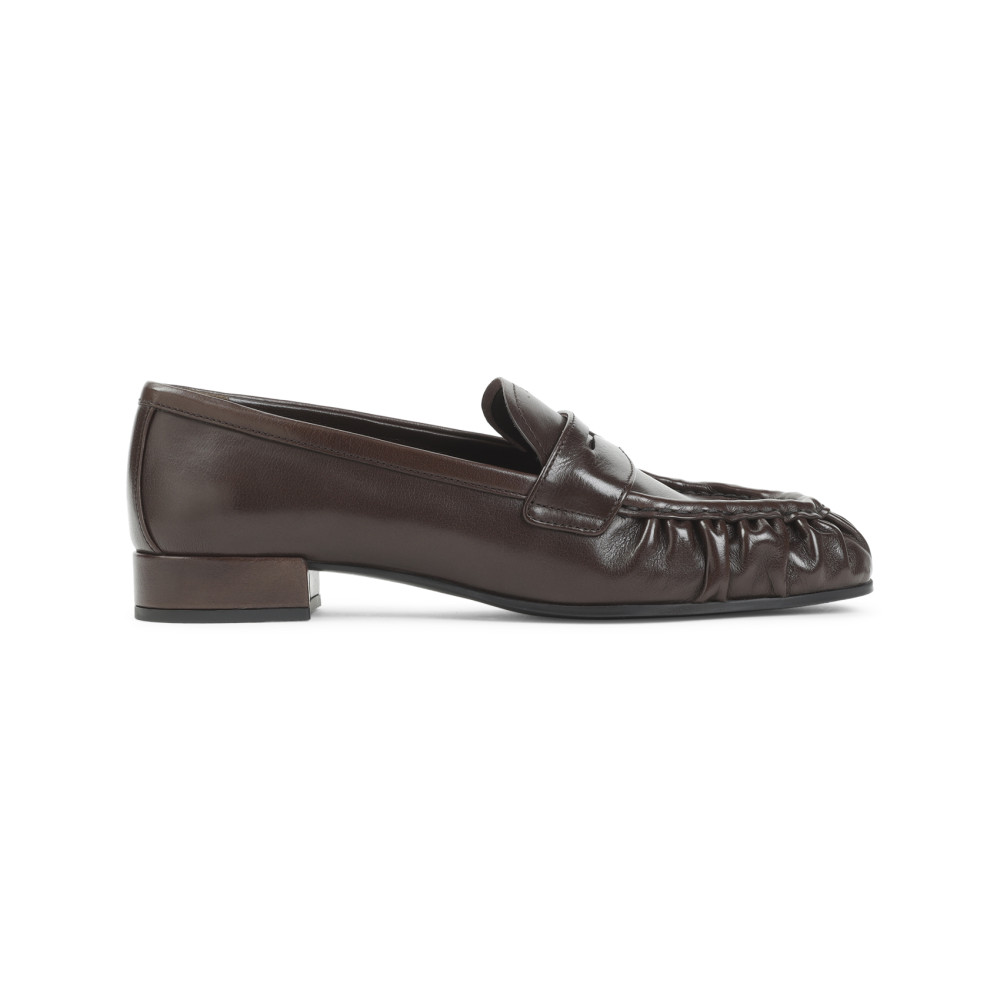 Prada Stylish Loafers Featuring Ruched Detailing In Brown