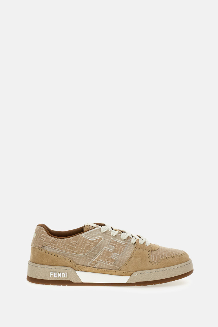 Fendi Ff-monogram Jacquard Suede-panels Sneakers In Multi