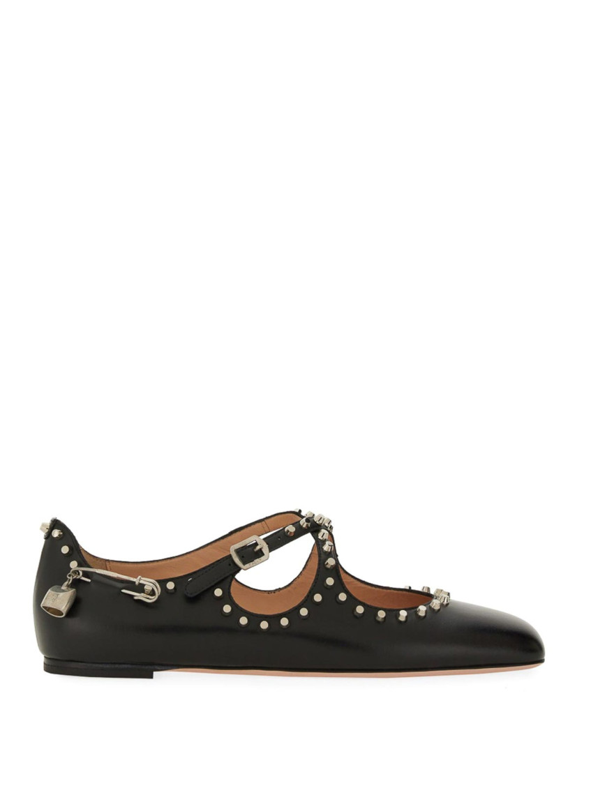Bally Beliska Studded Leather Ballet Flats In Black