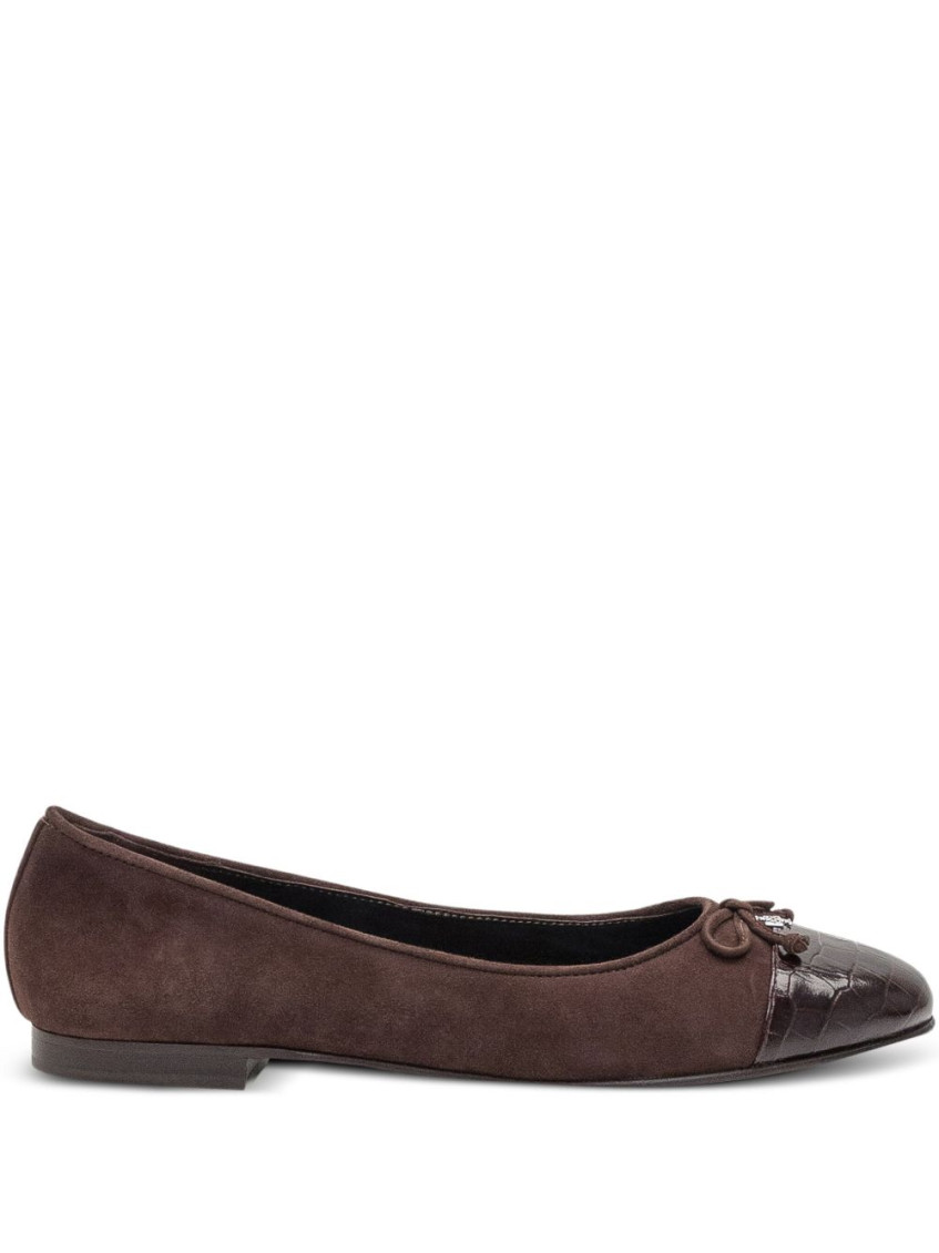 Tory Burch Ballerina Flats With Contrasting Toe In Brown