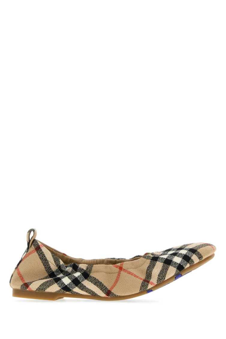 Burberry Embroidered Fabric Ballerinas In Neutral
