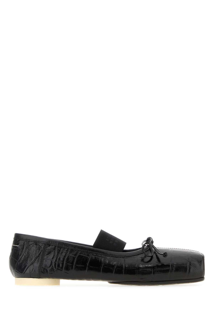 Maison Margiela Black Leather Ballet Flats In Black