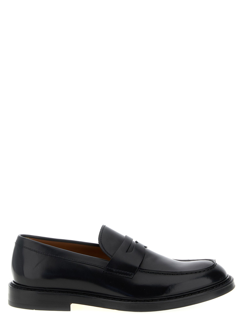 Doucal's Leather Loafers With Embossed Bowl Stitching In Black
