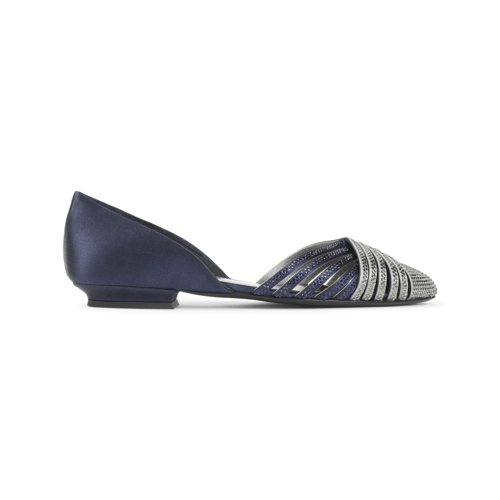 Giorgio Armani Blue Viscose Ballerinas With Crystal Adornments In Blue