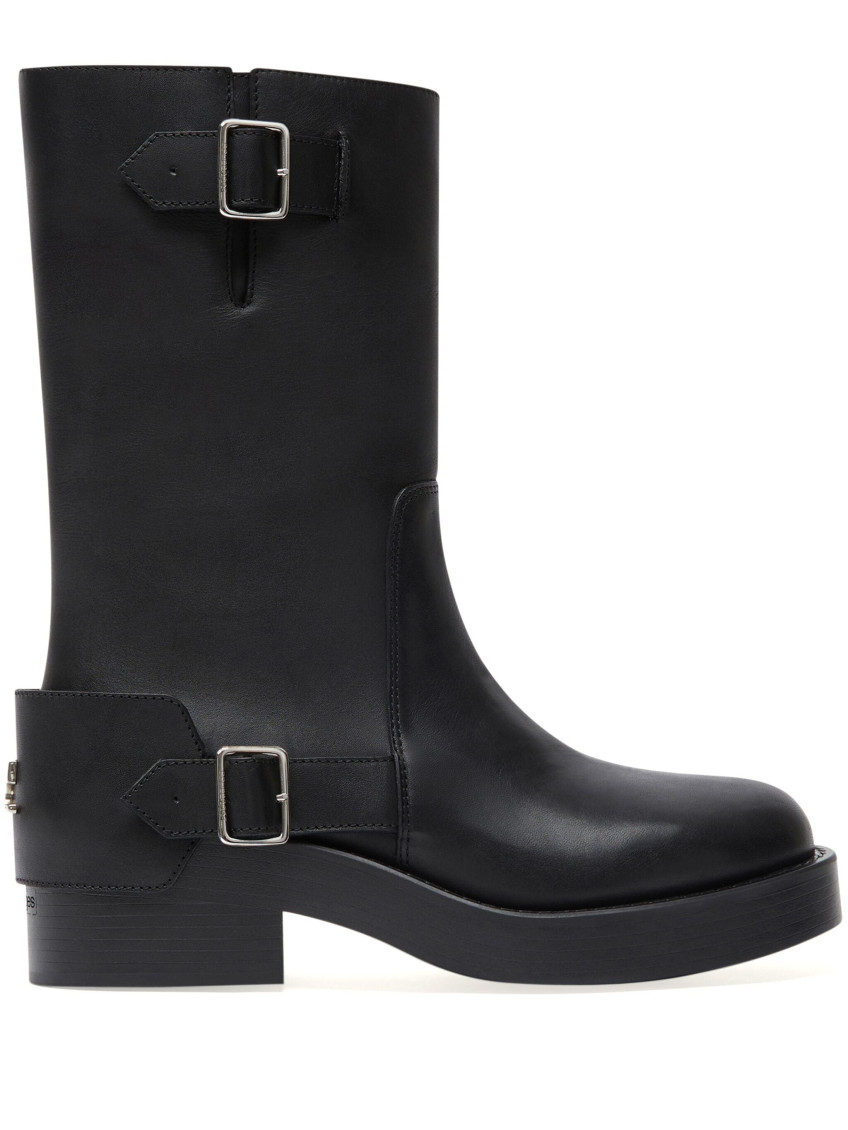 Shop Courrèges Black Americana Buckle Boots
