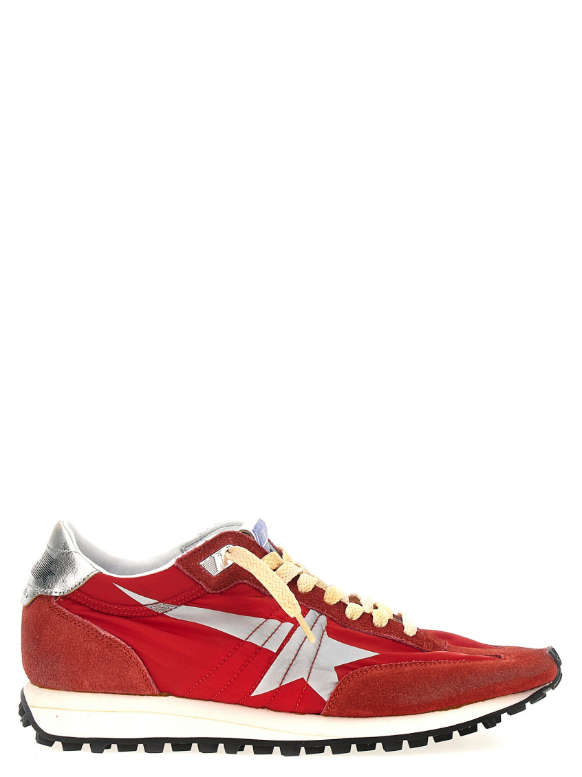 Golden Goose Marathon Sneakers With Red Nylon Upper And Silver Star Shoes In Red