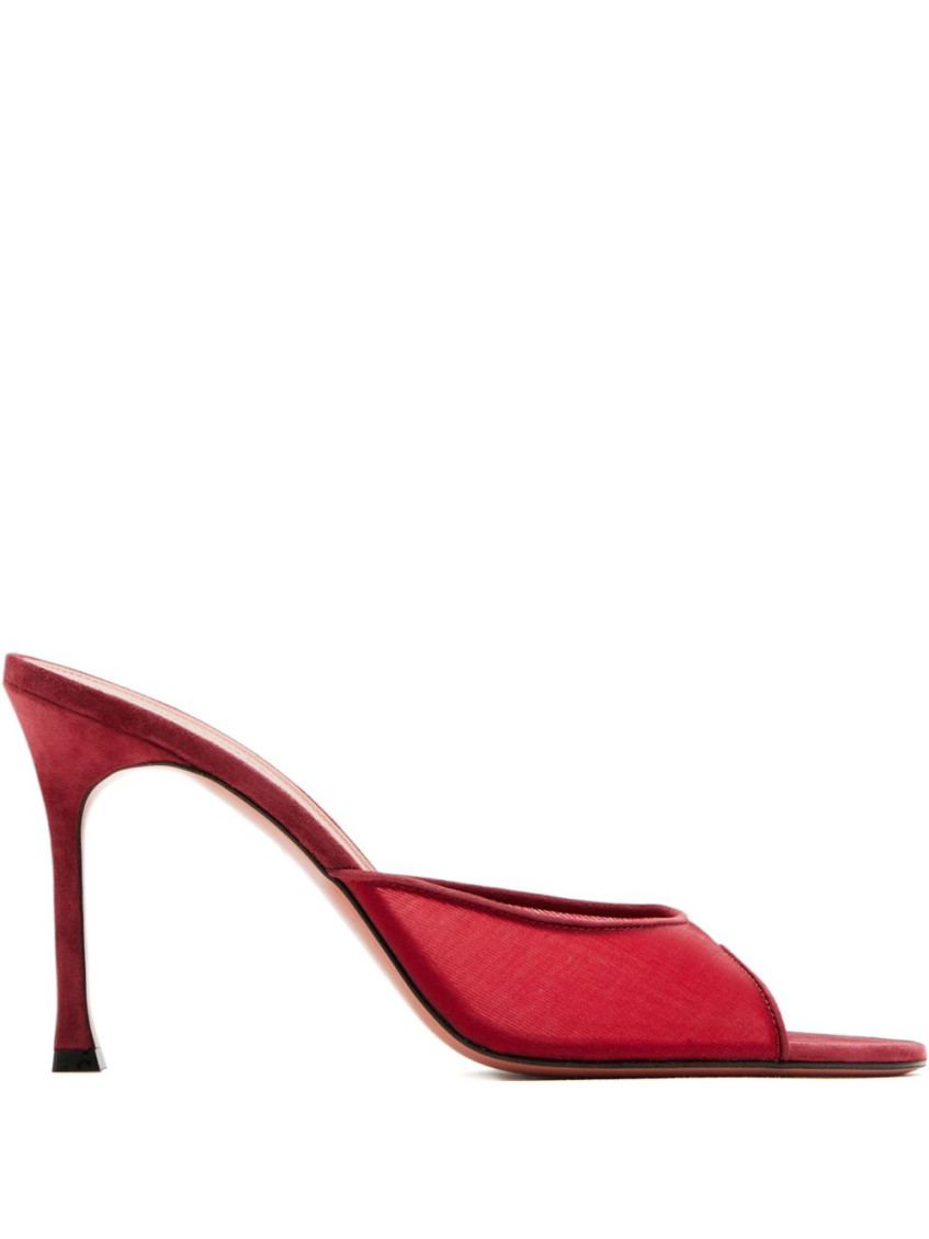 Amina Muaddi Women Alexa Mesh Mules In Red