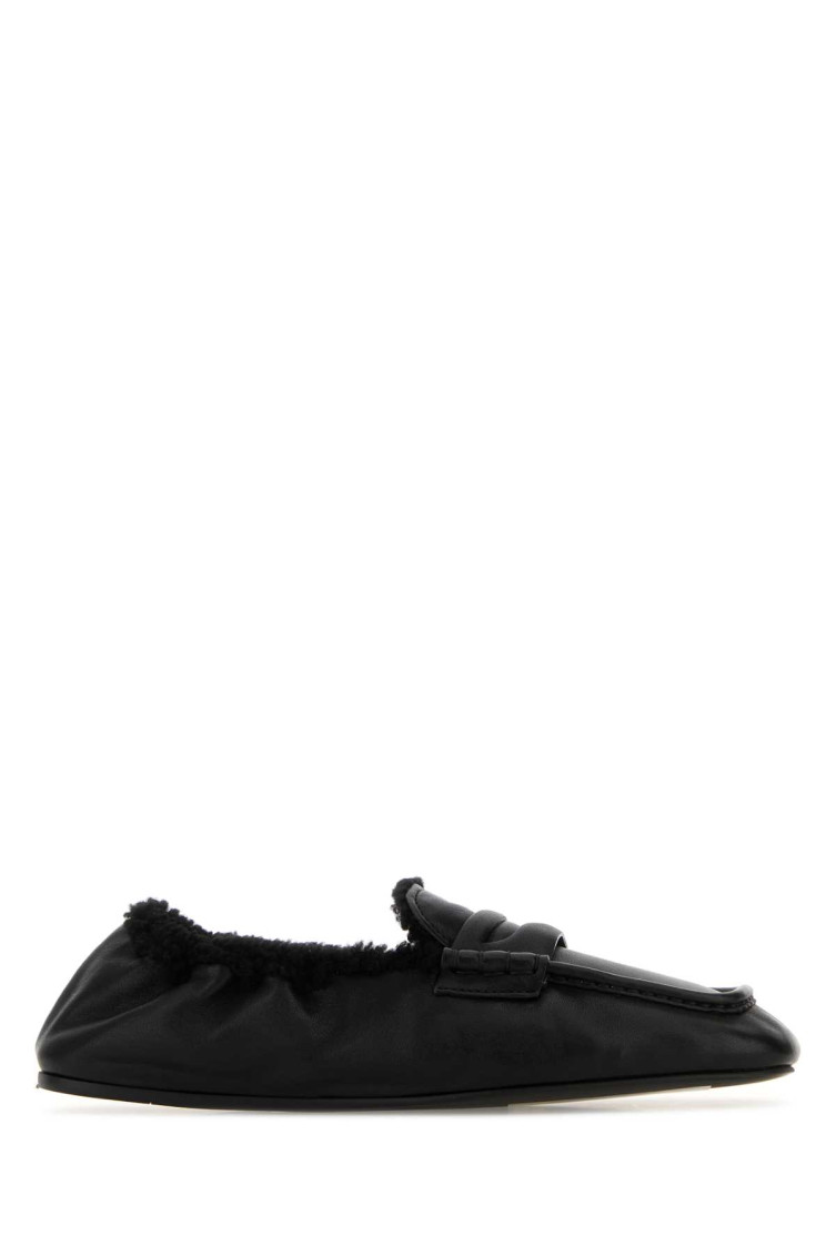 Miu Miu Nappa Leather Round Toe Loafers In Black