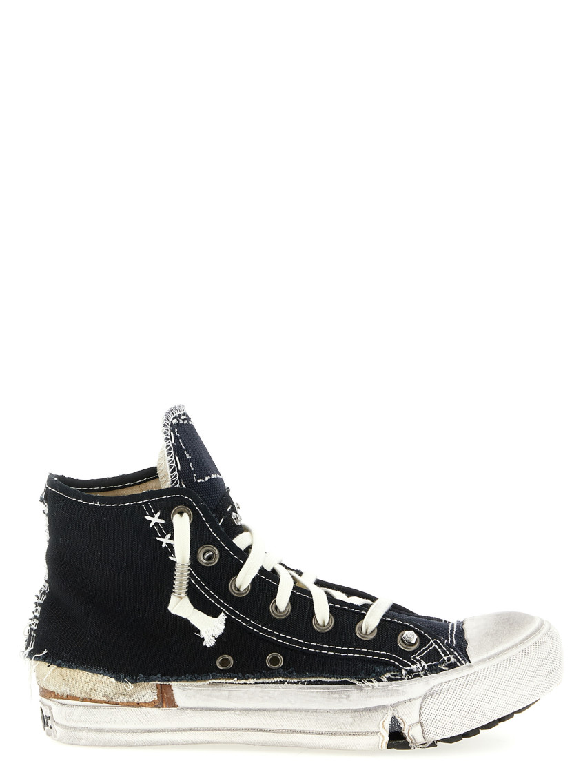 Maison Margiela Blue Lace Up Sneakers In Black