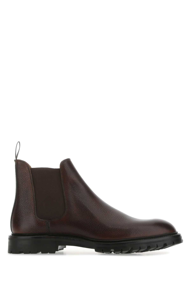 Shop Crockett & Jones Dark Brown Leather Chelsea Boots