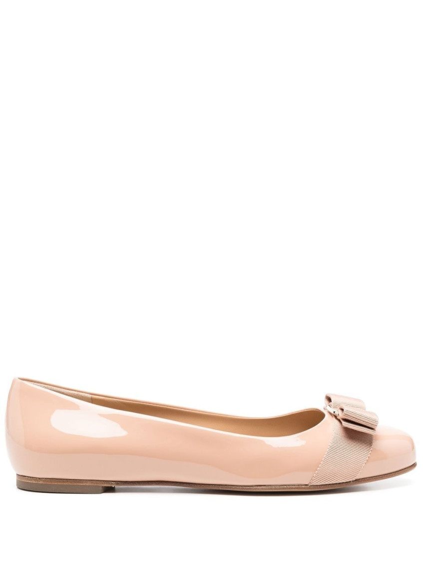 Shop Ferragamo Pink Varina Patent Leather Ballet Flats