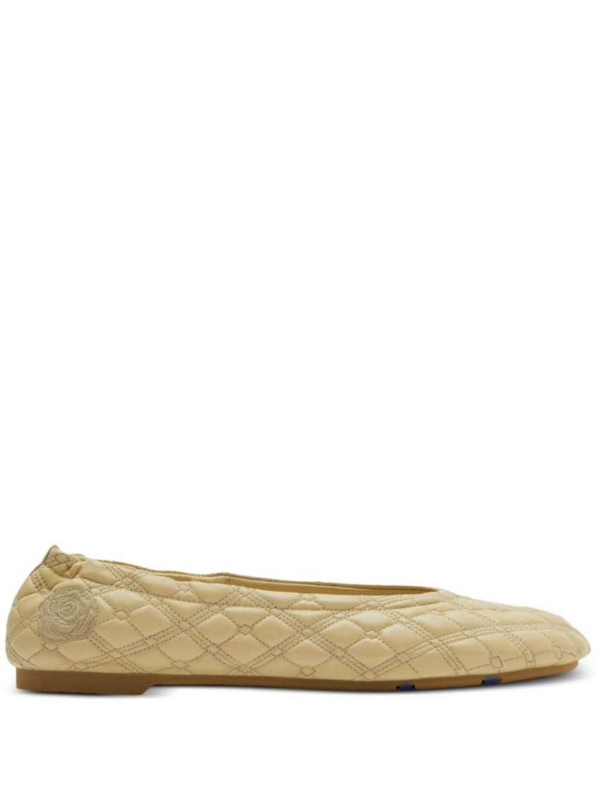 Burberry Sadler Quilted Leather Ballerina Flats In Beige