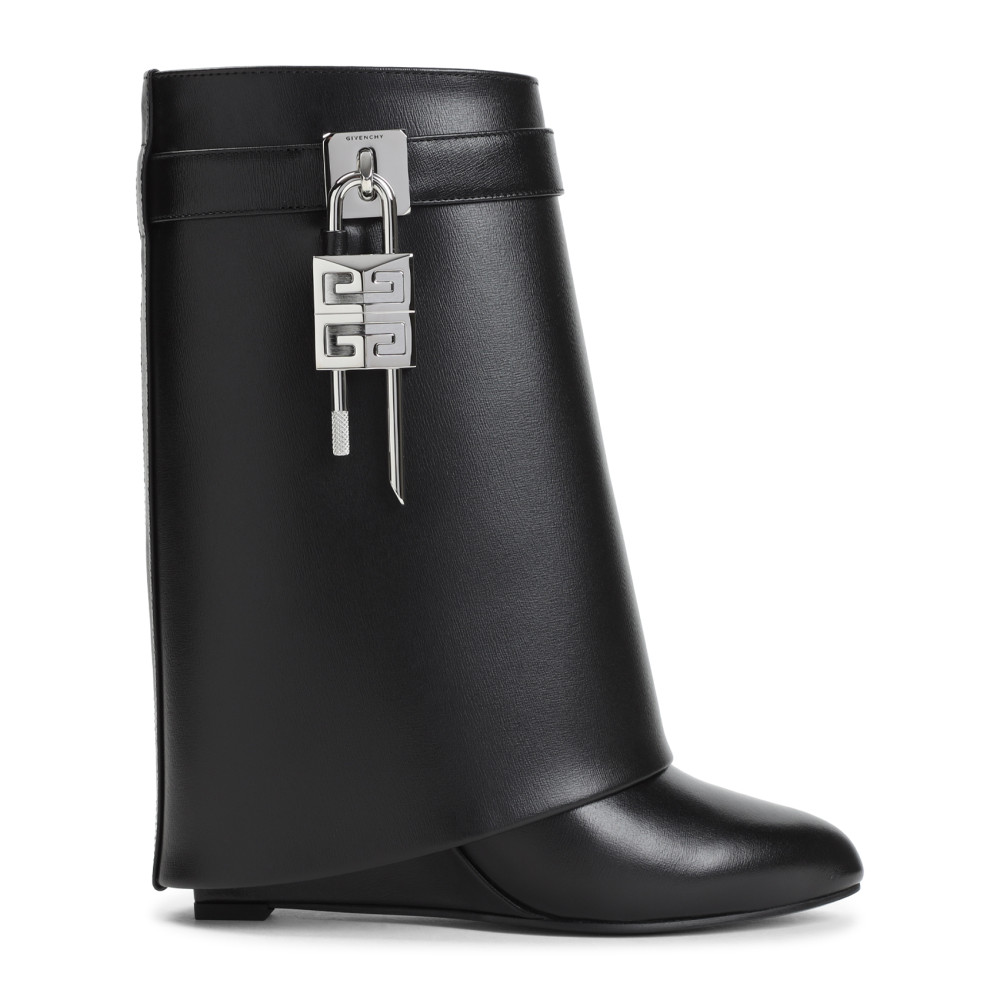 Givenchy Shark Lock 90 Leather Ankle Boots Shoes In Black