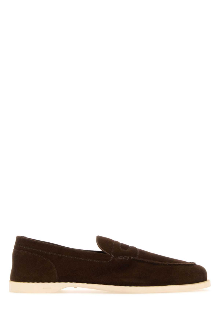 John Lobb Dark Brown Suede Casual Shoes With Velcro Closure In Dark Brown