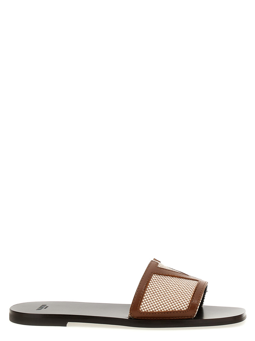 Shop Valentino Brown Logo Sandals