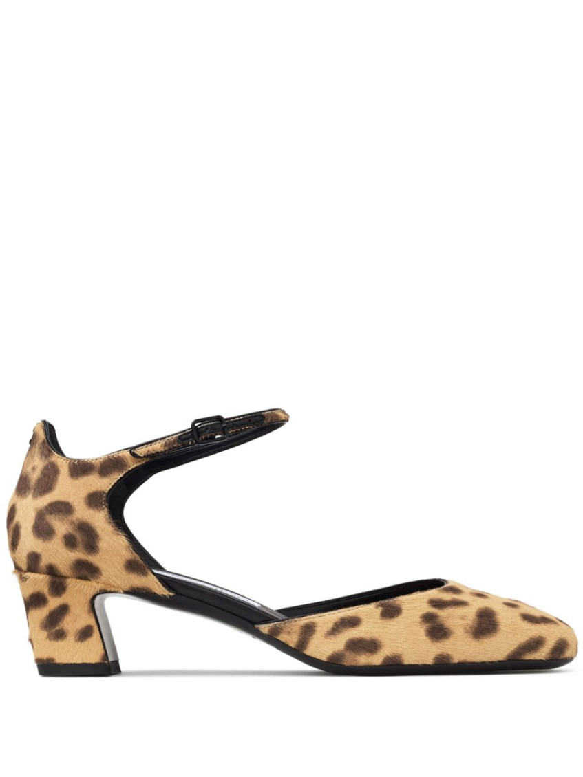 Shop Jimmy Choo Leopard Print Ankle Strap Pumps