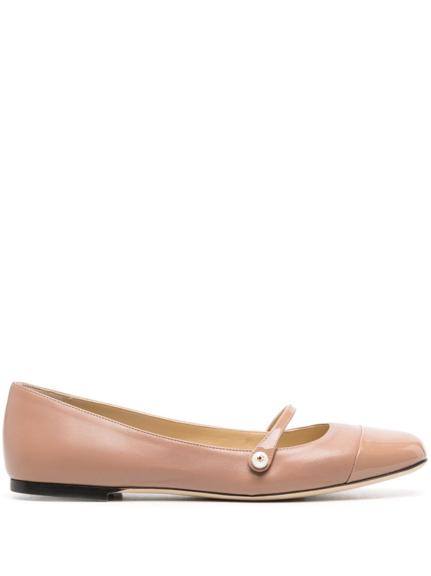 Jimmy Choo Pink Leather Ballet Flats In Pink