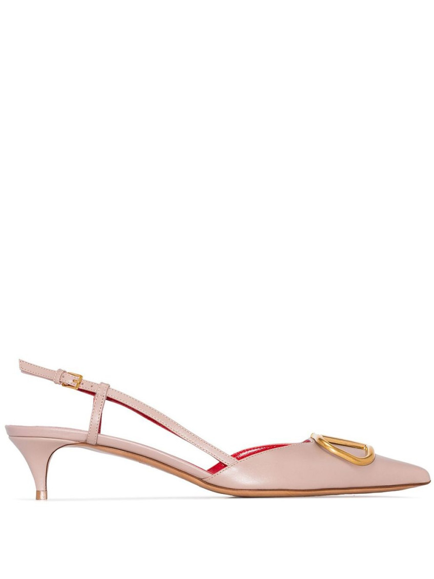Shop Valentino Pink Logo Slingback Pumps