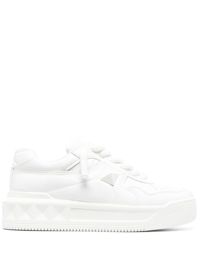 Shop Valentino White One Stud Sneakers