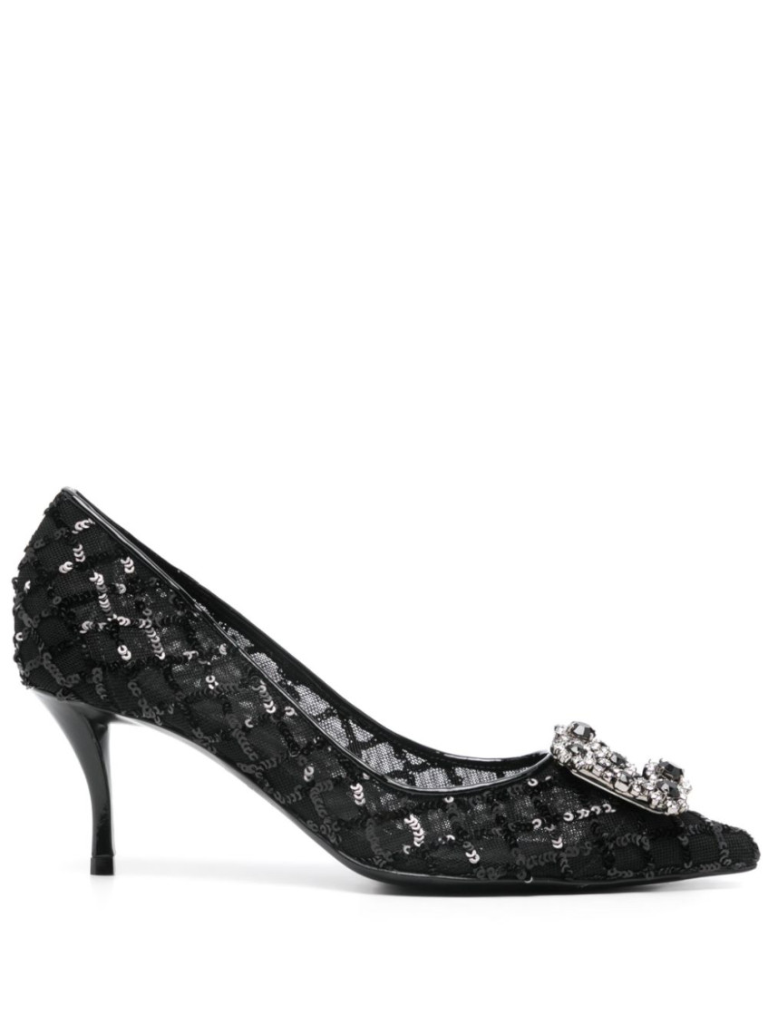 Roger Vivier "mesh Efflorescence Décol In Black