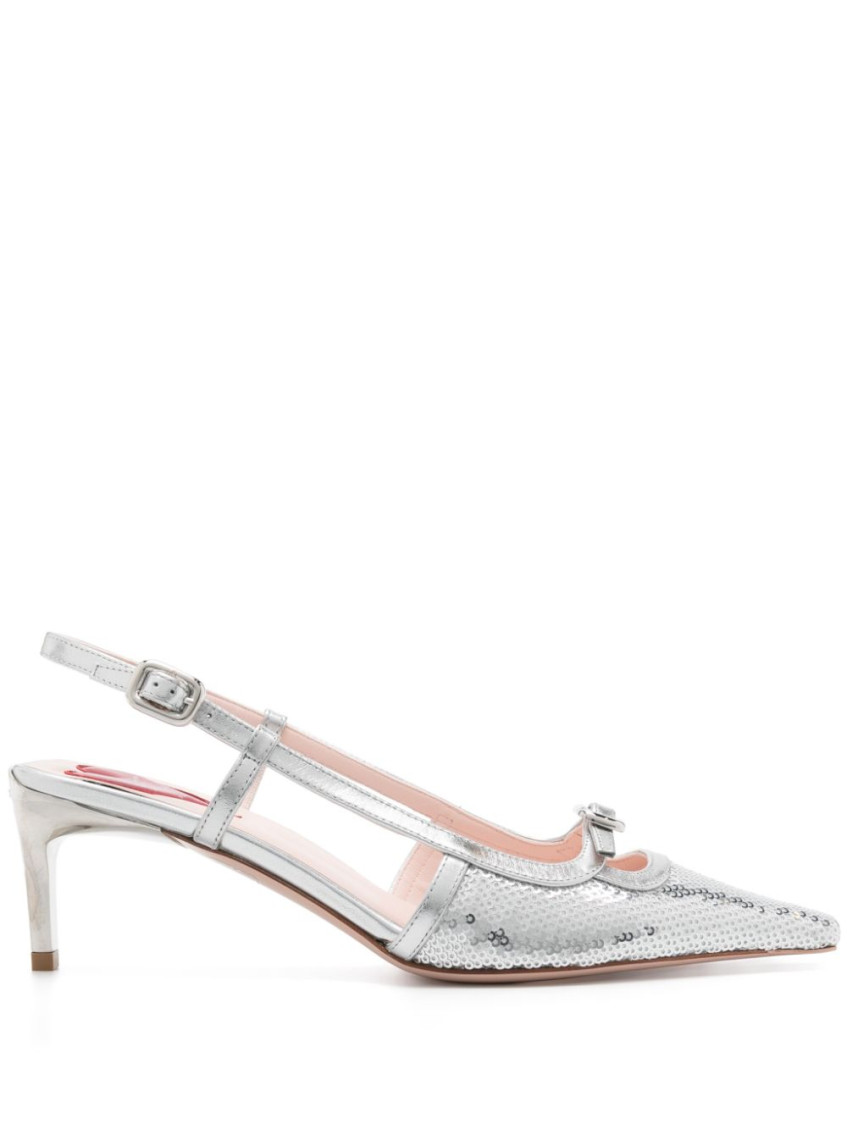 Roger Vivier Small Buckle Slingback Pumps In Silver