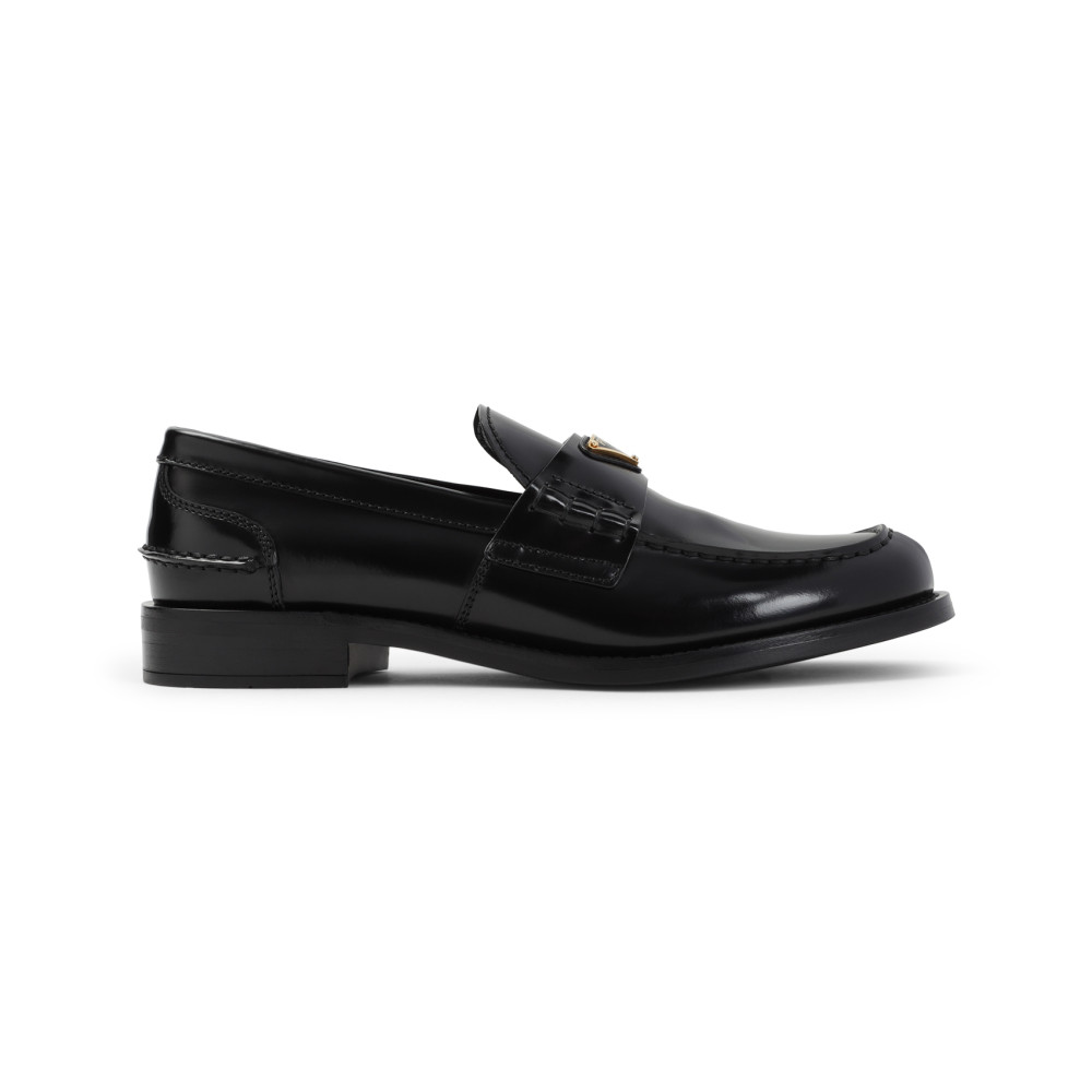 Prada Brushed Leather Loafers In Black