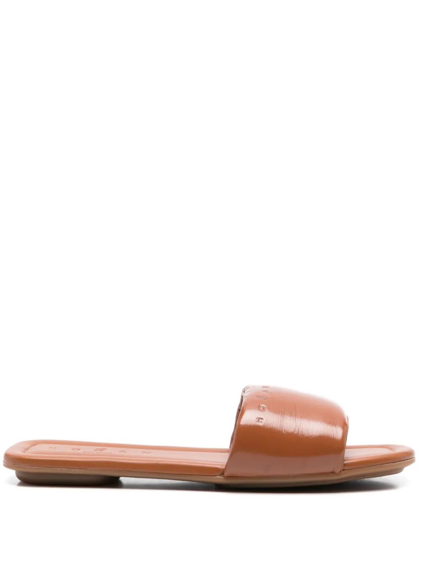 Hogan Slide Sandals In Leather In Brown