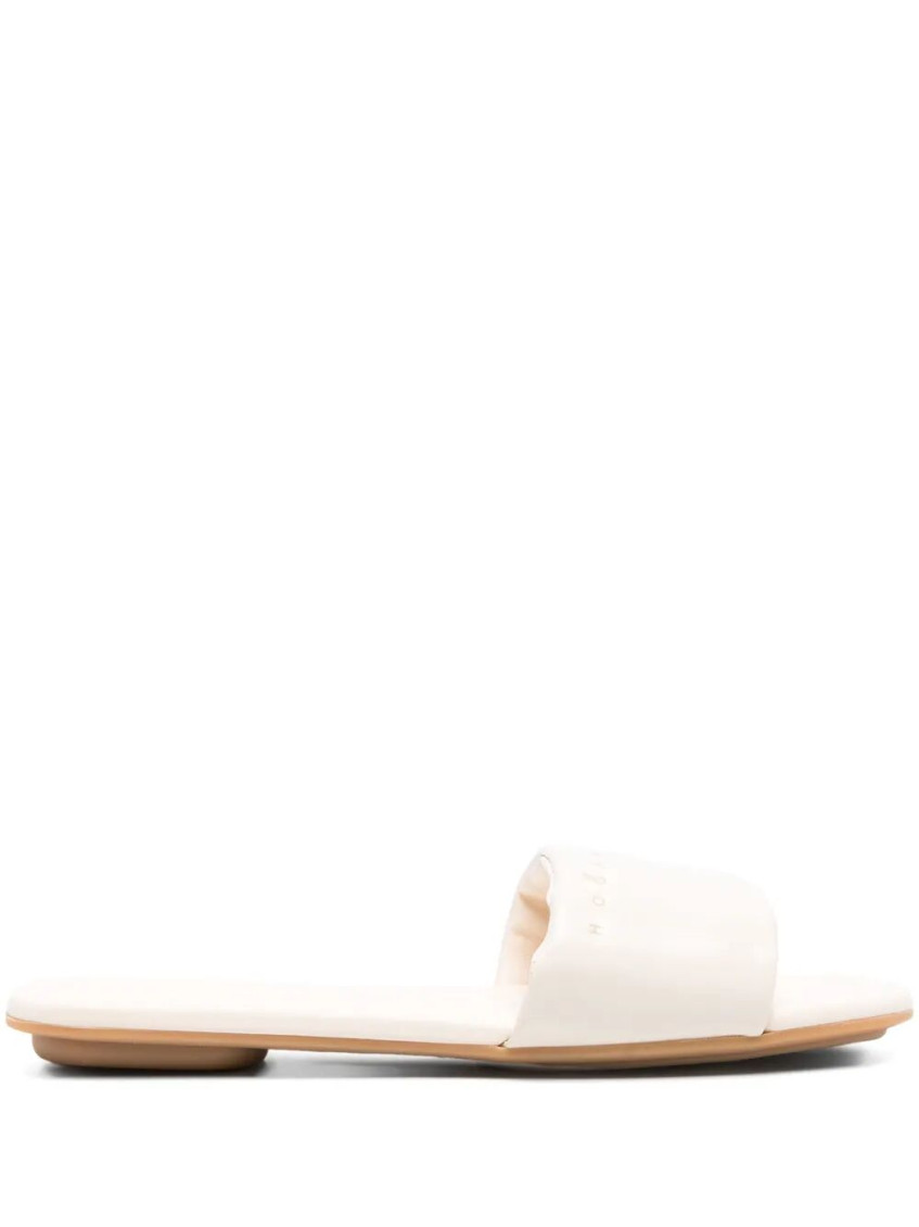 Hogan Leather Slide Shoes In White