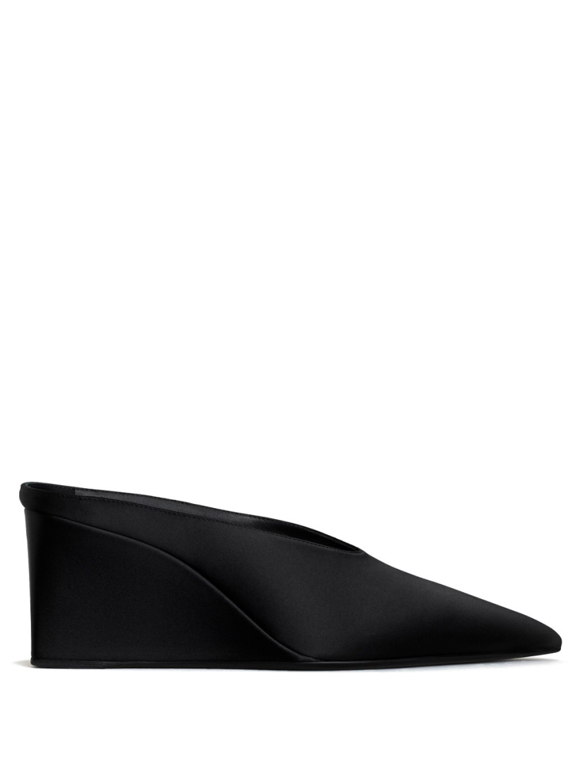 Alaïa Alaia Cube Wedge Satin Mules In Black