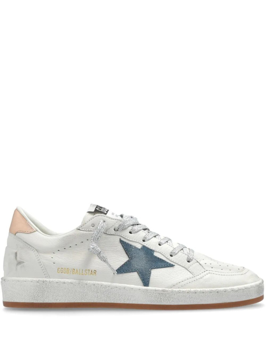 Shop Golden Goose White Lace Up Sneakers