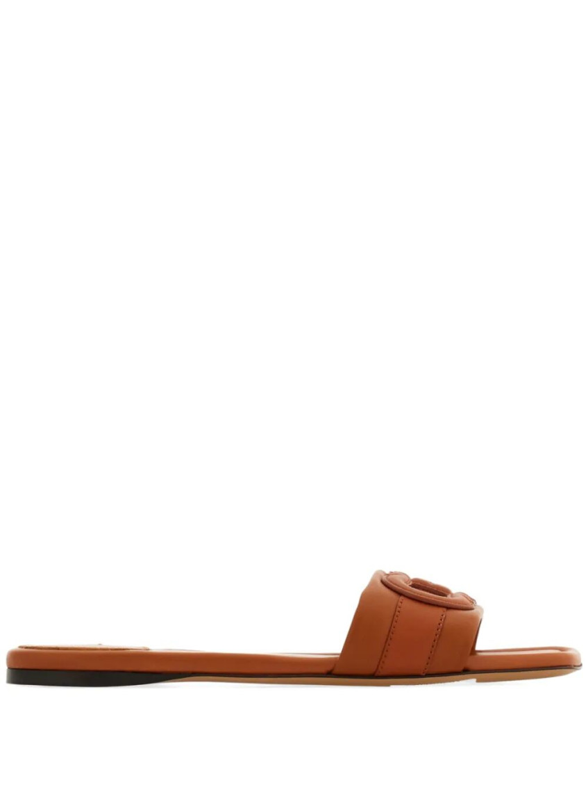 Ferragamo Gancini Slide In Cognac Leather In Brown