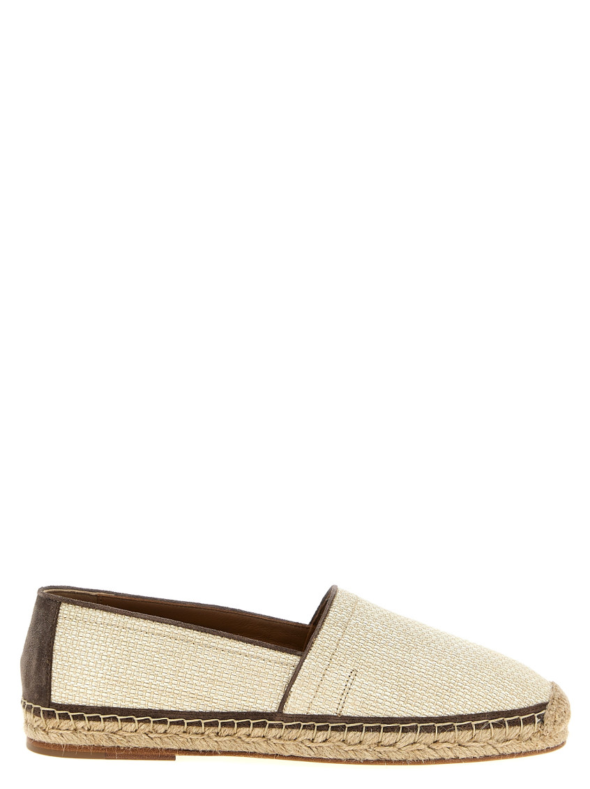 Brunello Cucinelli Round Toe Espadrilles With Woven Sole In Beige