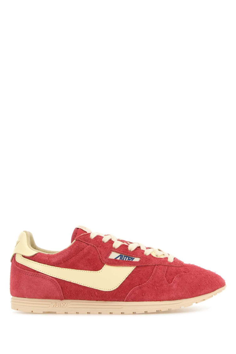 Autry Windspin Sneakers In Suede And Parrot Leather And Rutabaga In Red