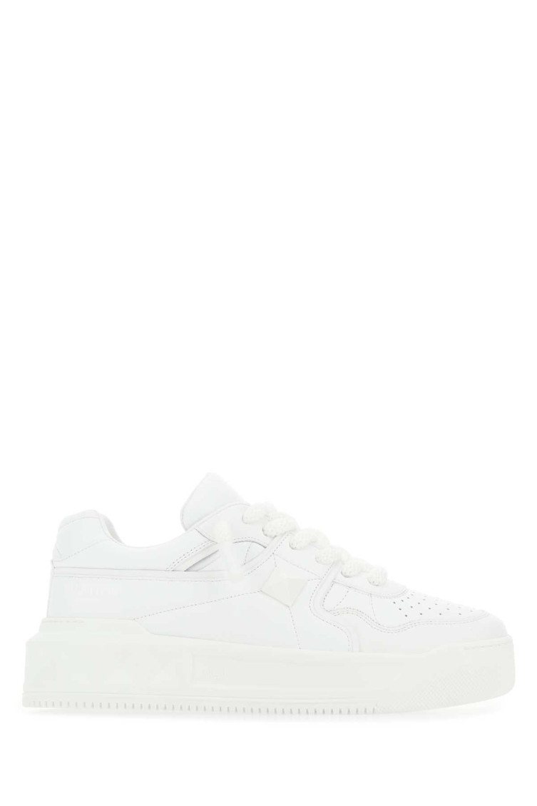 Shop Valentino White Leather One Stud Sneakers